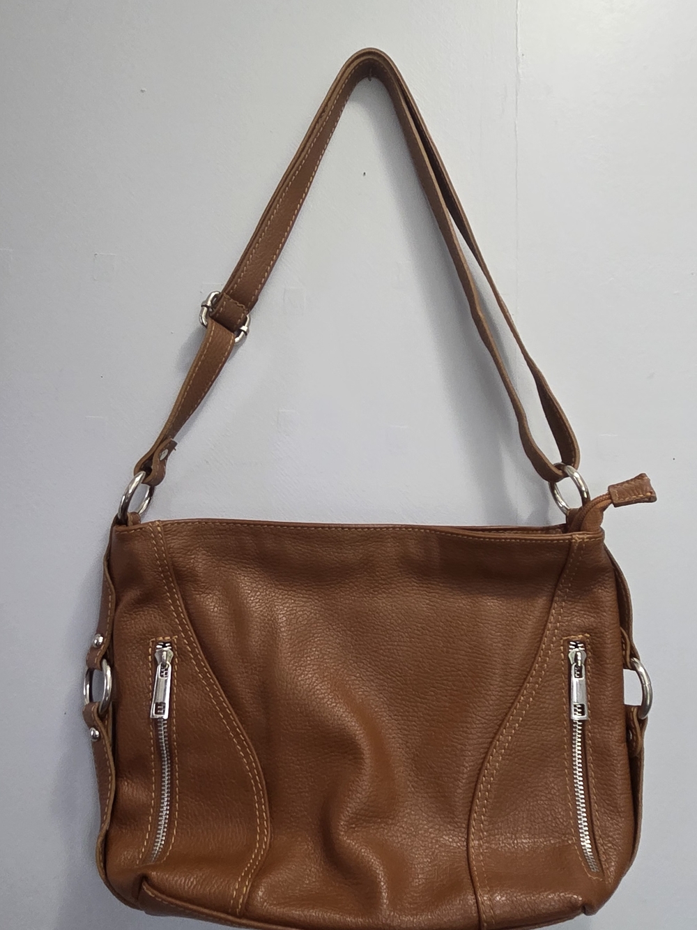 Vintage Vera Pelle Genuine Italian Leather Slouchy Hobo Bag Cognac Tan Flawless